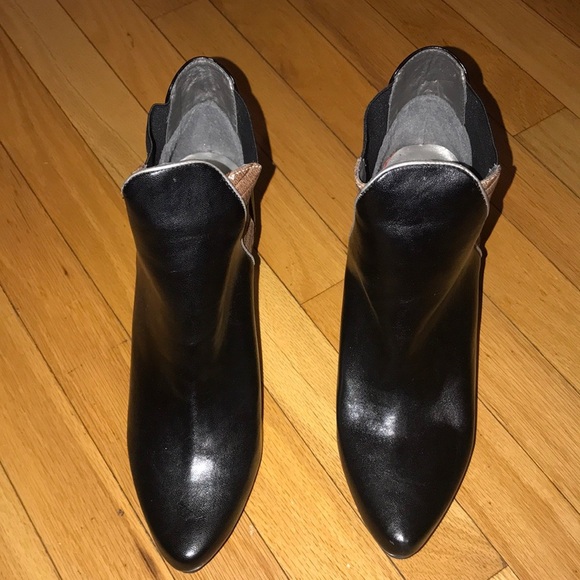 MARK Black Faux Leather Heeled Ankle Boots - Picture 6 of 7